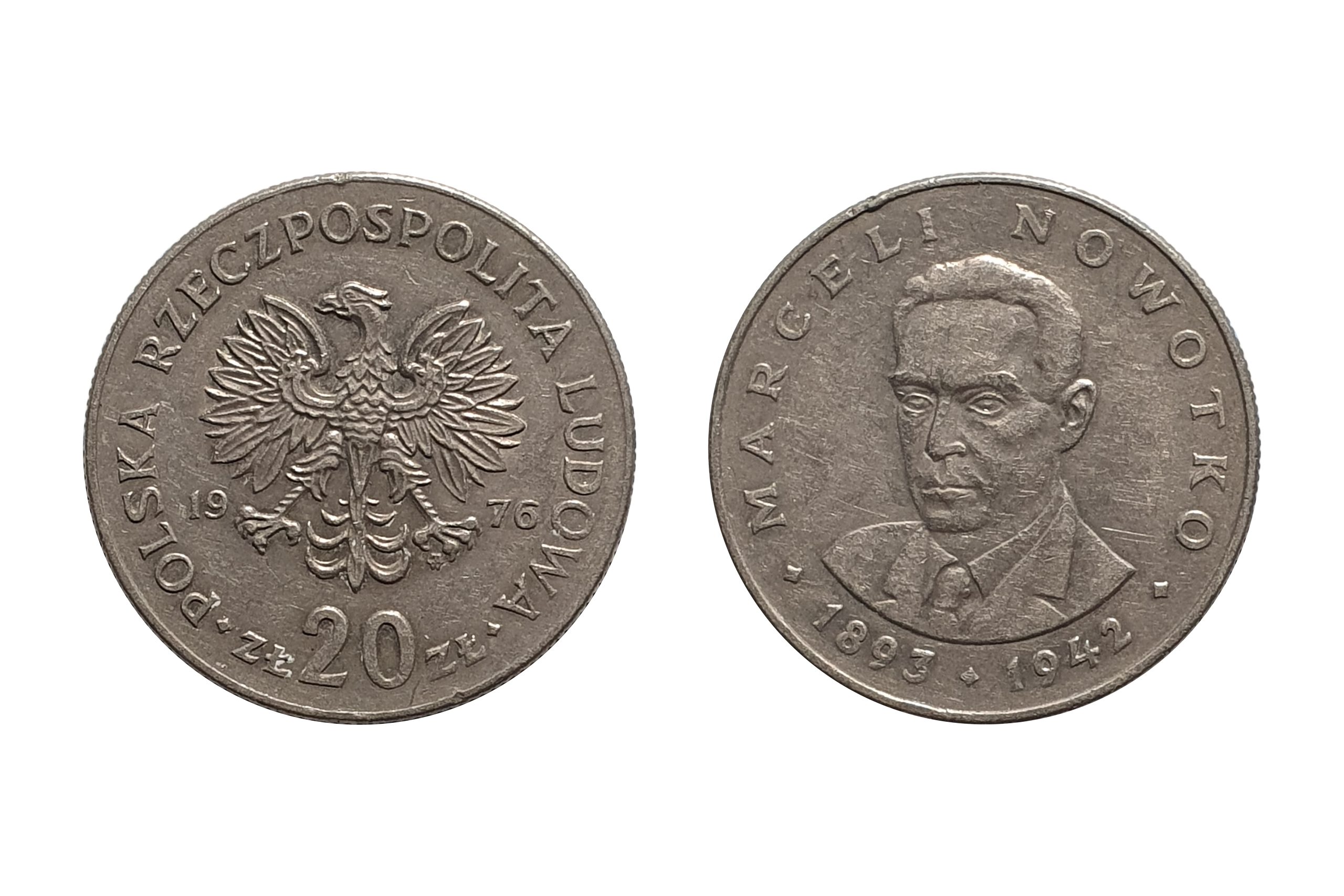 Moneta 20 złotych 1976 z wizerunkiem Marcelego Nowotki
